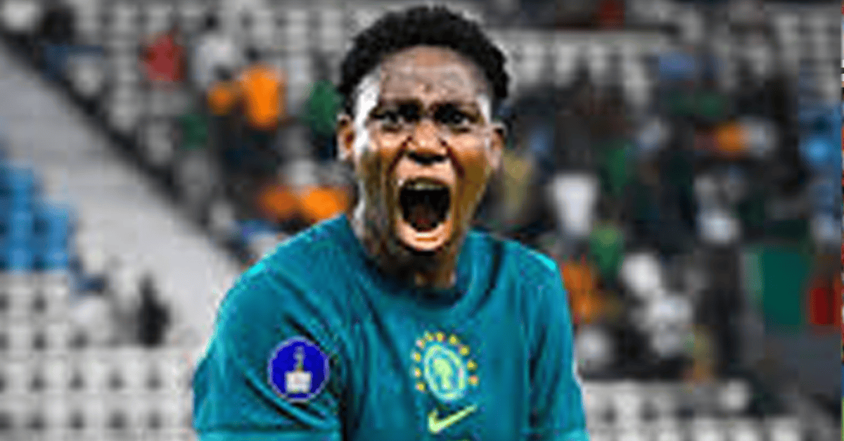 Asisat Oshoala celebrating her goal in Nigeria's win over Zambia in Rabat.