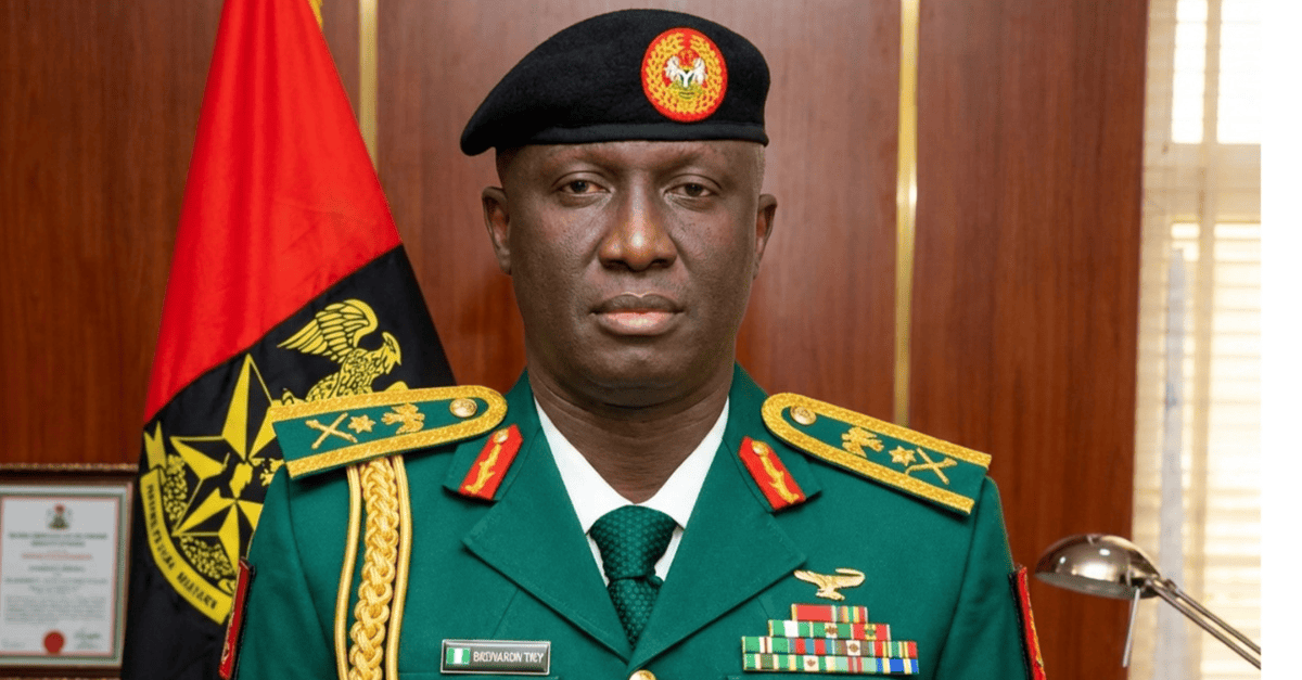 Nigerian Military School graduates in uniform listening to Army Chief's address
