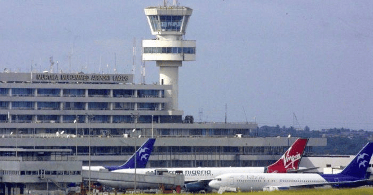 Firefighters at Murtala Muhammed International Airport Terminal 2 in Lagos