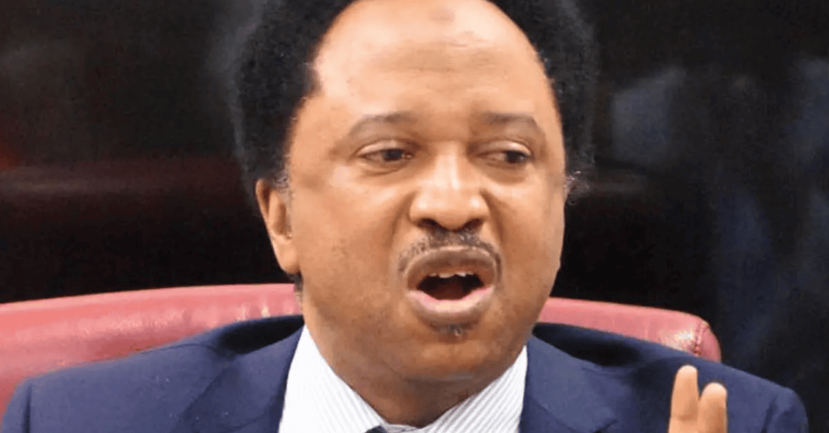 Shehu Sani speaking on Arise Television studio, with Cardinal Onaiyekan in background