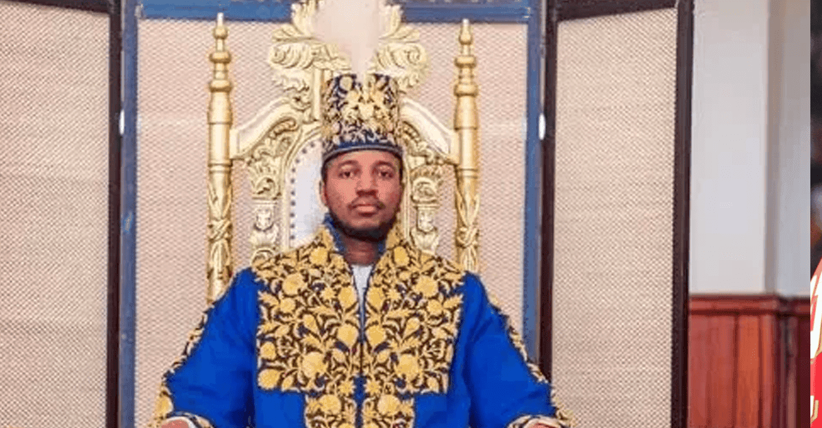 King Oyo Nyimba Kabamba Iguru Rukidi IV in traditional regalia during a ceremony in Uganda